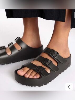 Birkenstock Florida Papillo Black Triple Strap Platform Sandals size 37
